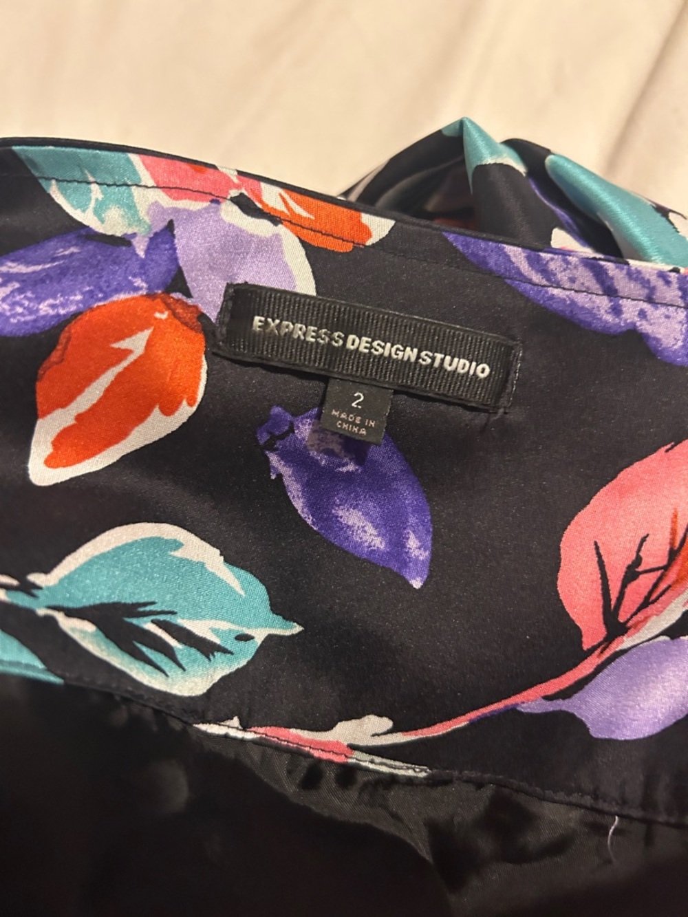 Express Black Floral Circle Skirt with Coral, Teal & Purple Blooms - Picture 6 of 8